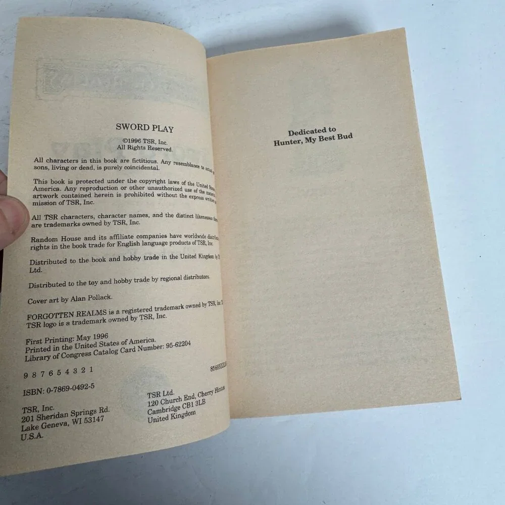 Sword Play Clayton Emery 1996‎ First Printing Forgotten Realms Fantasy TSR